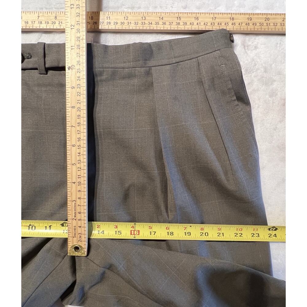 Vtg Hart Schaffner Marx 42R 34x29 Taupe Brown Plaid Classic Suit Viracle - Picture 15 of 16